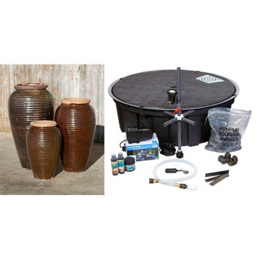 Tuscany FNT40715 Ceramic Triple Vase Complete Fountain Kit Vase Fountain Blue Thumb